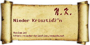 Nieder Krisztián névjegykártya