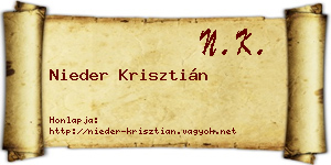 Nieder Krisztián névjegykártya